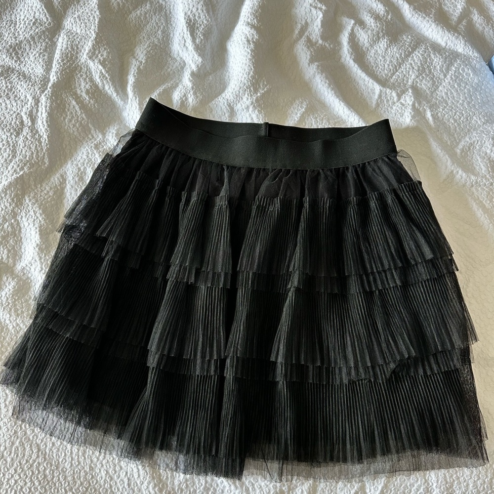Elan Black Layered Mini Skirt